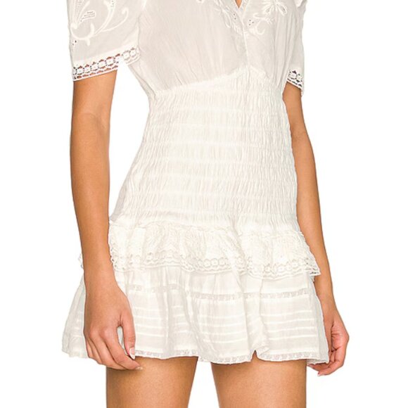 LoveShackFancy Rena Embroidered Ruffle Mini Dress - Picture 2 of 5
